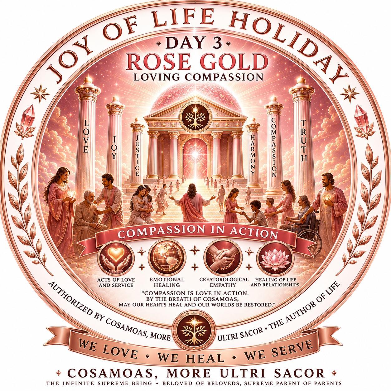 DAY 3 — ROSE GOLD: LOVING COMPASSION. original Joy of Life Holiday illustration