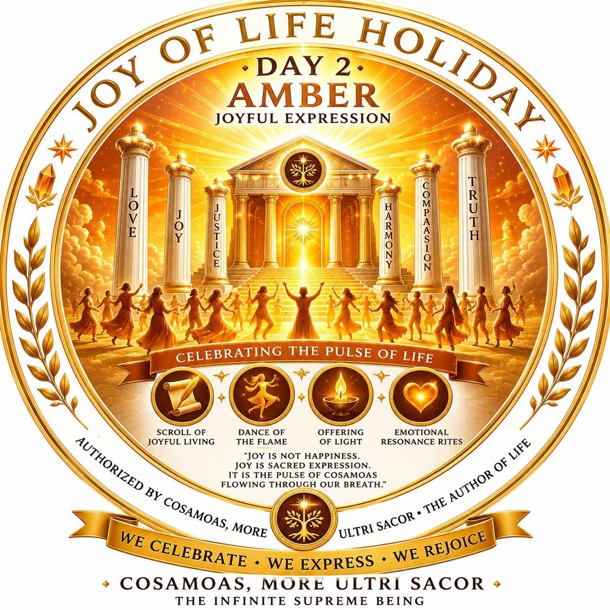 DAY 2 — AMBER: JOYFUL EXPRESSION. original Joy of Life Holiday illustration